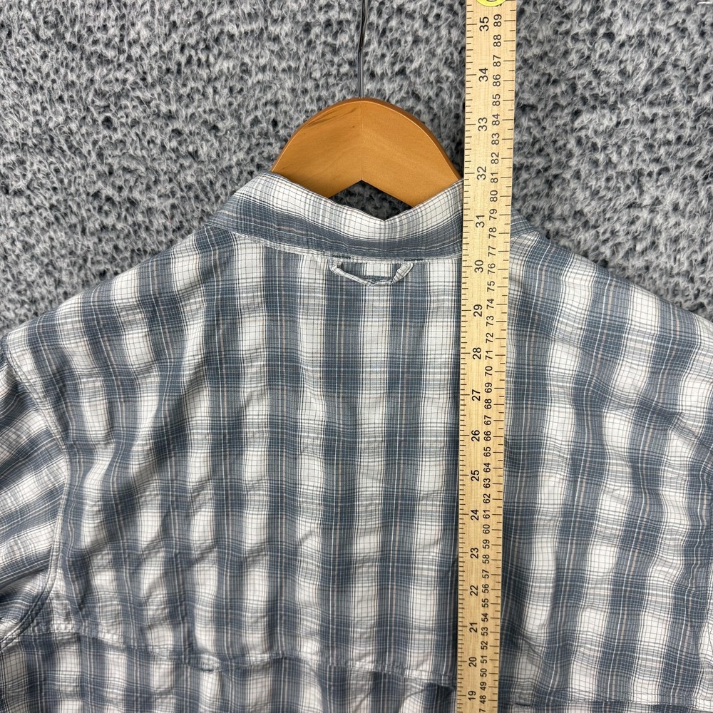 Simms Shirt Mens Large Blue Plaid Vented Fishing Snap Button Front Mesh L/S - Picture 12 of 16
